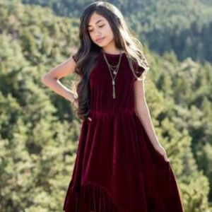 Girls: Aleena Dress in Burgundy Velvet Sz.14